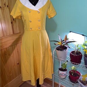 Yellow Double-Breasted Dress